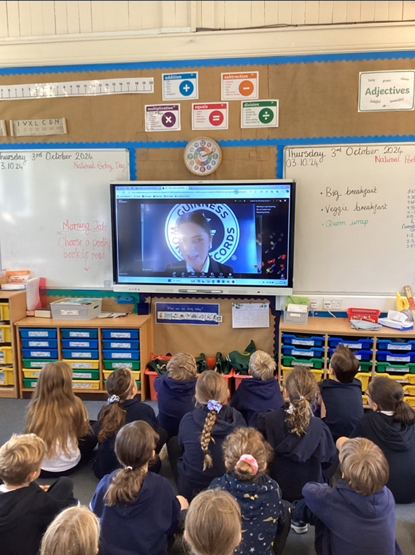 We enjoyed taking part in the Guiness World Record attempt for the largest poetry lesson.